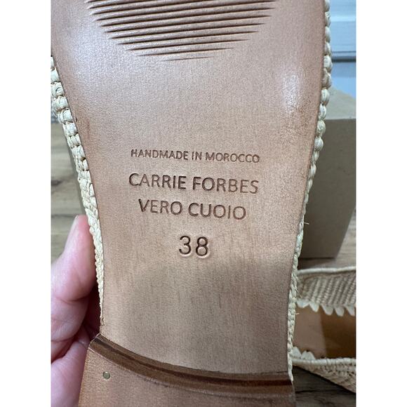 Carrie Forbes Tapa Woven Raffia Loafer Mules Natural Woven Raffia Size 8 US NWOT - Picture 15 of 15